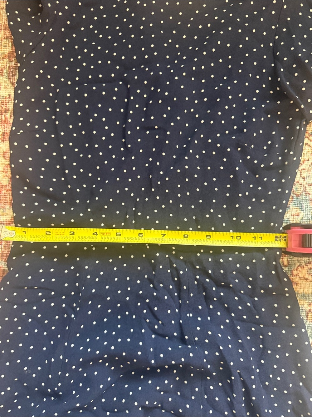 Reformation Gracie Navy Mini Dress with White Polka Dots - Picture 11 of 11